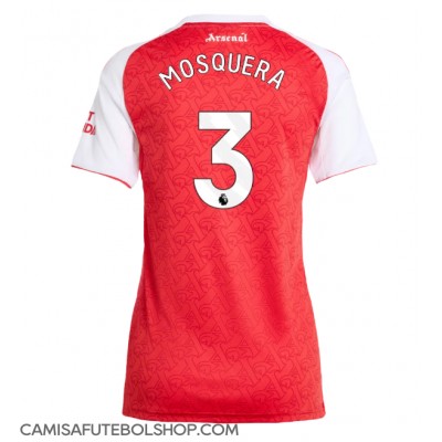 Camisa de time de futebol Arsenal Cristhian Mosquera #3 Replicas 1º Equipamento Feminina 2025-26 Manga Curta Camisa de time de futebol Arsenal Cristhian Mosquera #3 Replicas 1º Equipamento Feminina 2025-26 Manga Curta